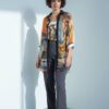Vibrant Artistic Print Sheer Shirt