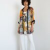 Vibrant Artistic Print Sheer Shirt