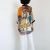 Vibrant Artistic Print Sheer Shirt