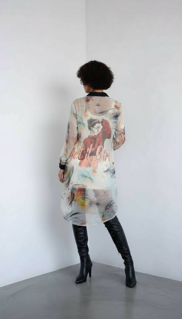 Artistic Abstract Print Longline Tunic