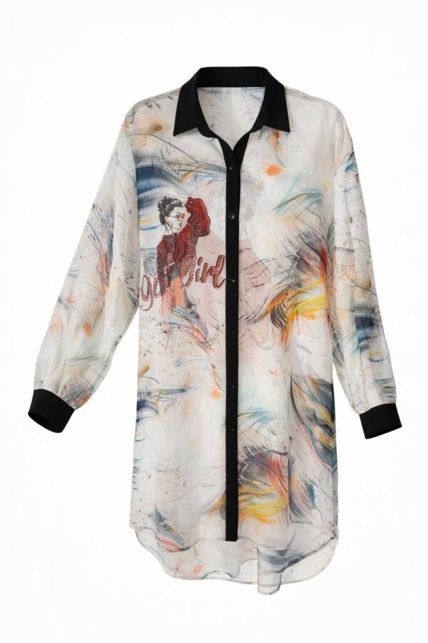 Artistic Abstract Print Longline Tunic
