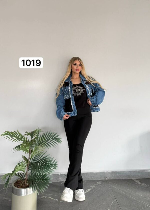 1019TATU Denim Jacket with Top and down 3pieces