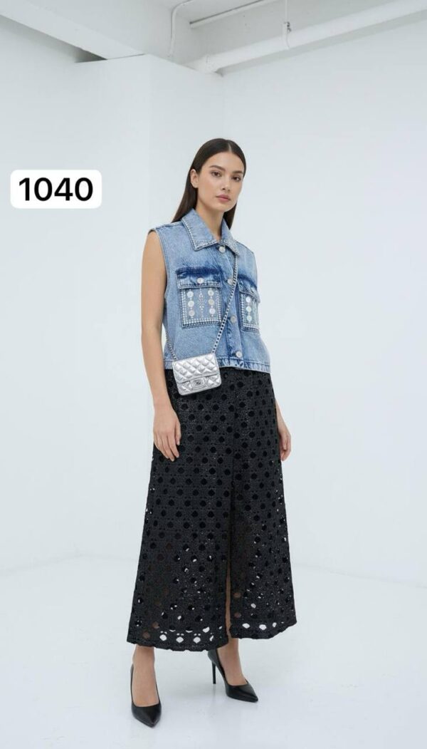 Long Denim Jacket with Tunic Two-Pieces Set