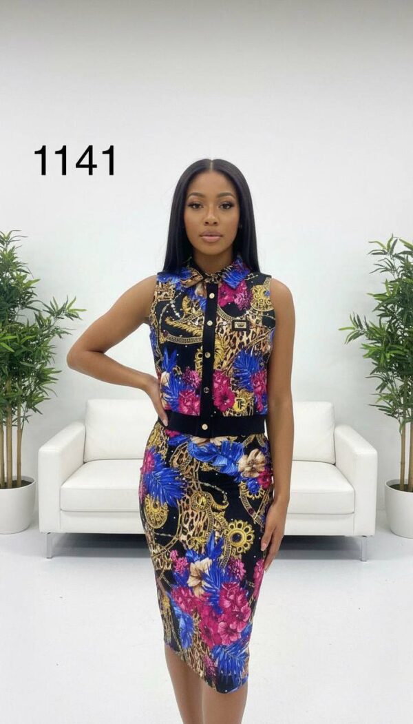 Top and Skirt Printed Two-Pieces 1141