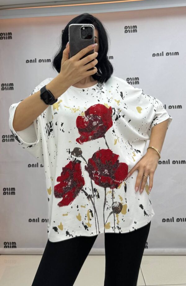 Flower Printed Cotton Blouse Big size