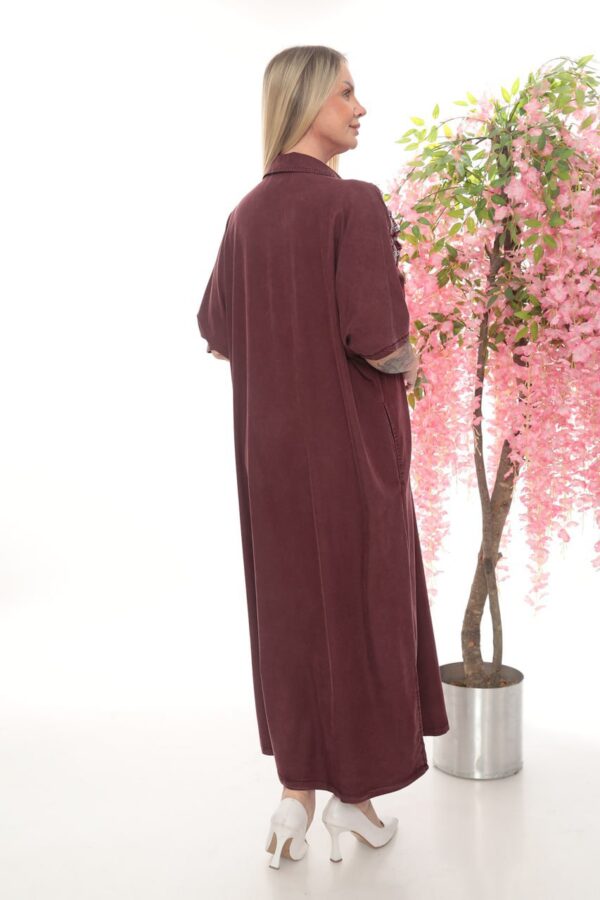 Embroidered Dark Denim Shirt Dress