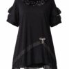 Elegant Ruffled Layered Black Blouse with Embellishments