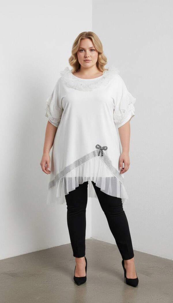 Elegant Ruffled Layered Black Blouse with Embellishments