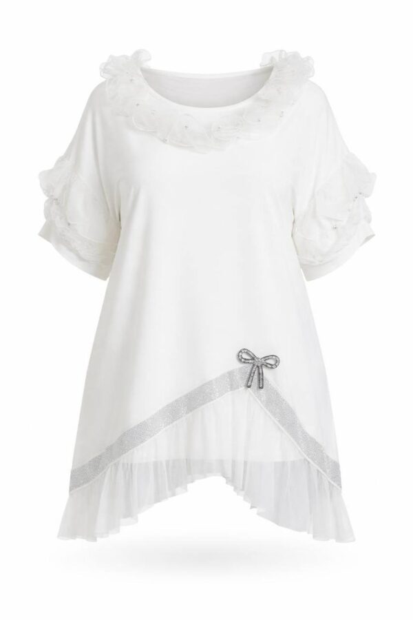 Elegant Ruffled Layered Black Blouse with Embellishments