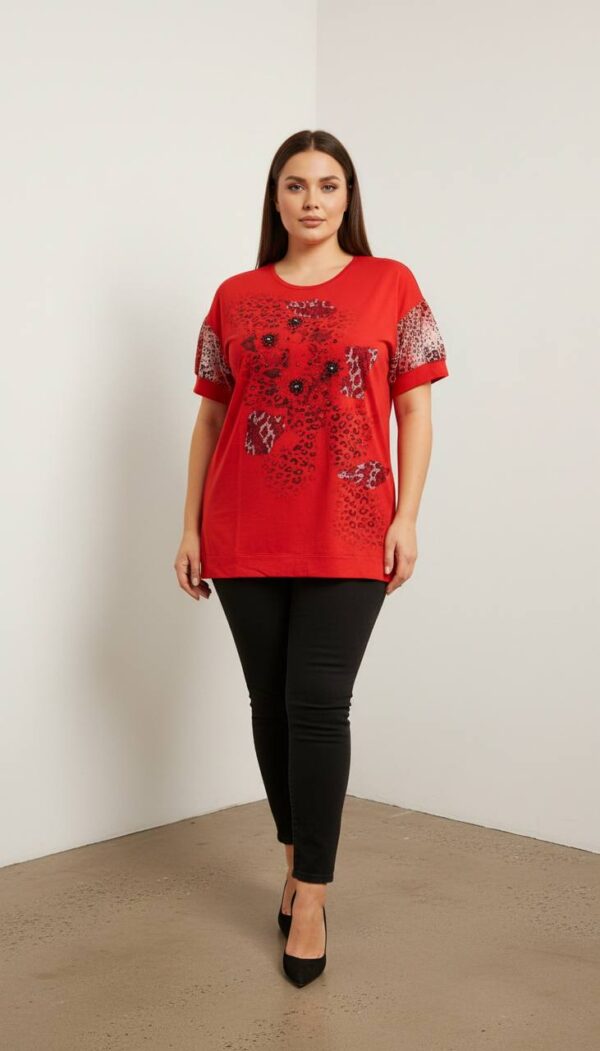 Elegant Black Animal Print Blouse with Mesh Sleeves