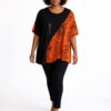 Elegant Asymmetrical Orange Snakeskin Print Blouse