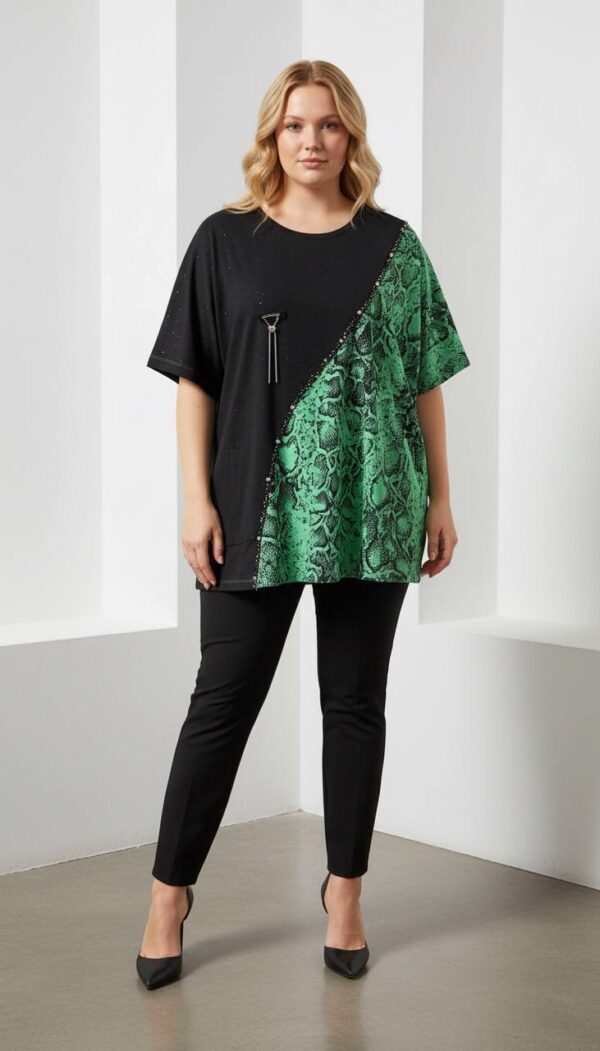 Elegant Asymmetrical Orange Snakeskin Print Blouse