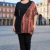 Elegant Asymmetrical Orange Snakeskin Print Blouse