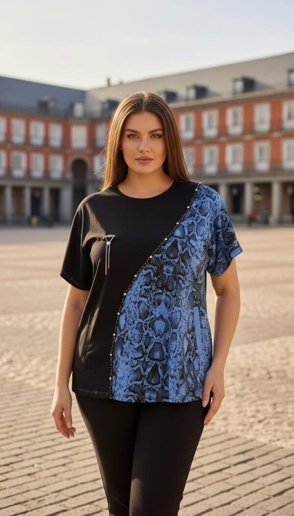 Elegant Asymmetrical Orange Snakeskin Print Blouse