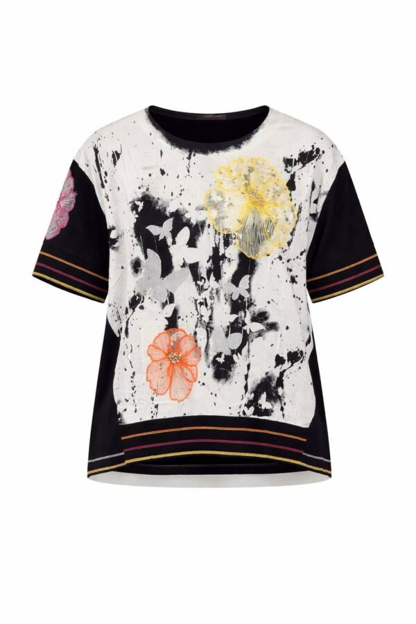 Elegant Abstract Floral Print Short Sleeve Blouse