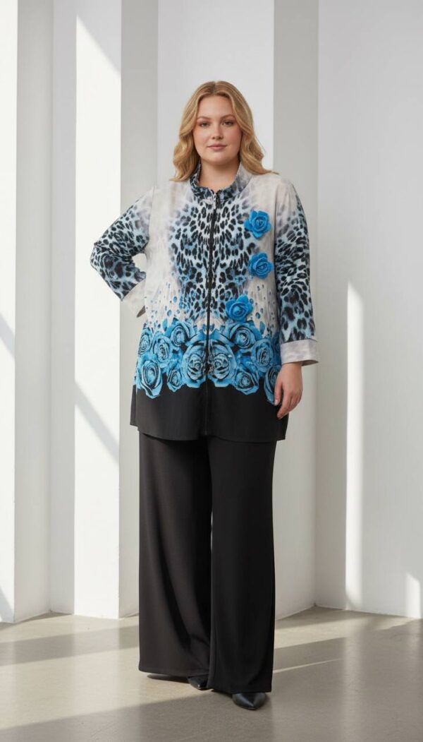 Elegant Leopard and Floral Print Two-Piece Set