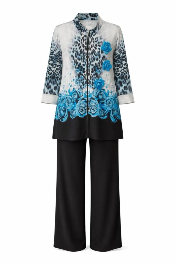 Elegant Leopard and Floral Print Two-Piece Set