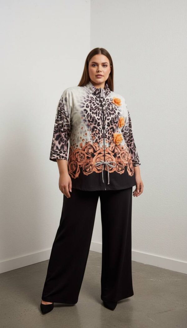 Elegant Leopard and Floral Print Two-Piece Set