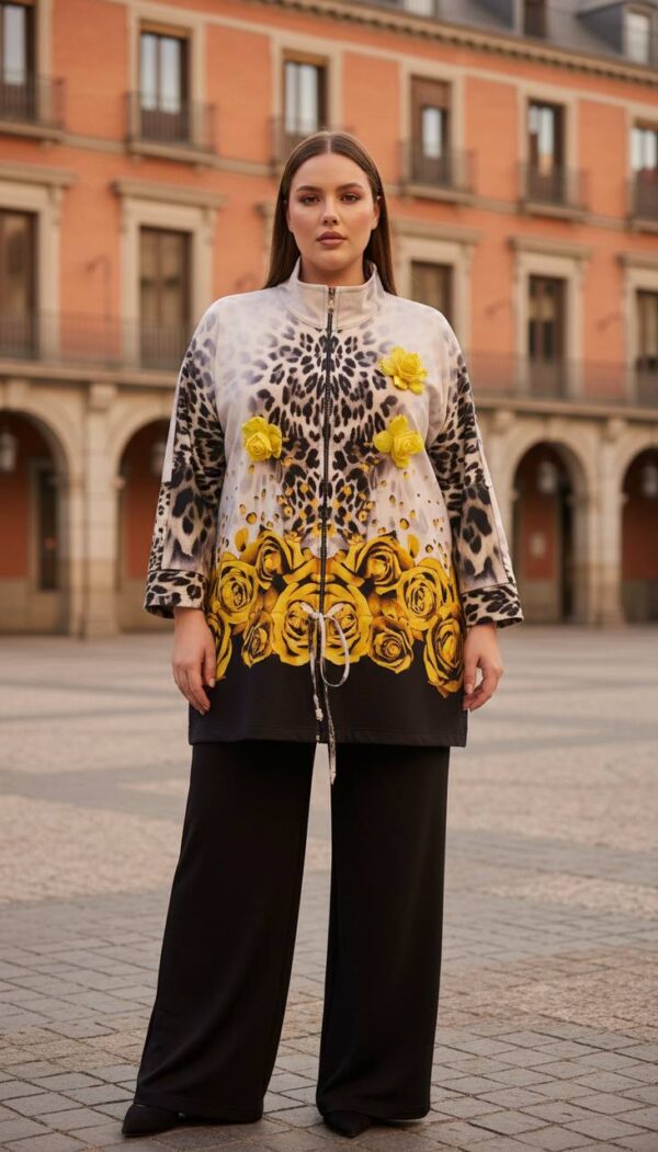 Elegant Leopard and Floral Print Two-Piece Set