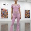 Chic Grommet Detail Two-Piece Set with Flared Pants