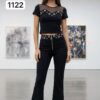 Chic Grommet Detail Two-Piece Set with Flared Pants