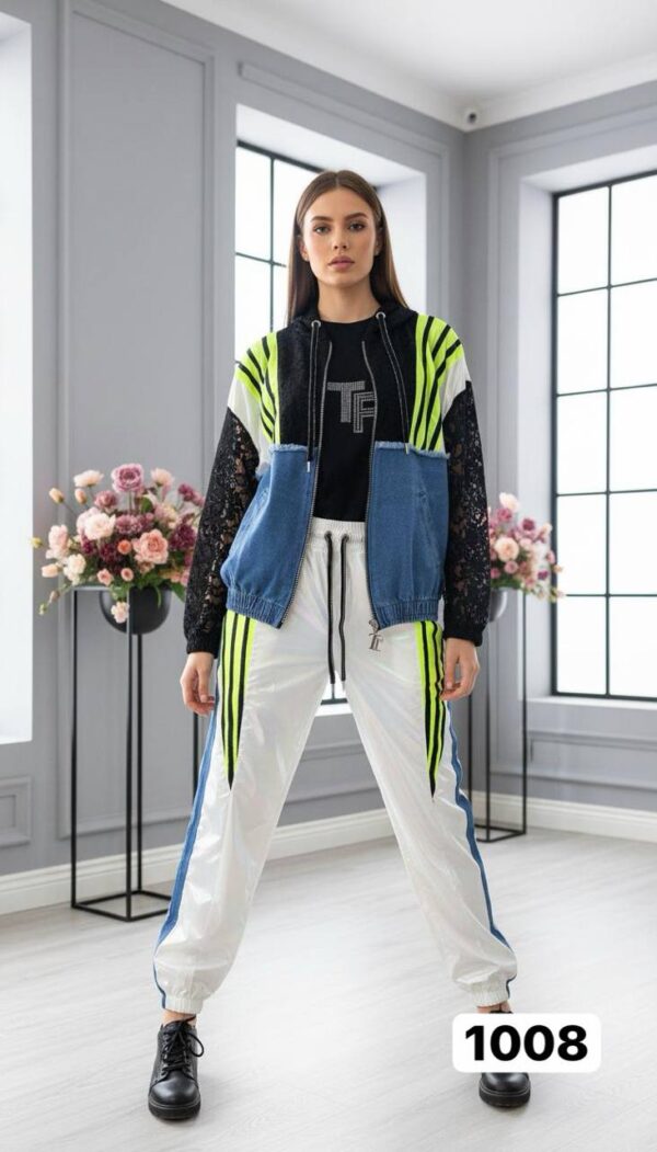 Women's Designer 3-Piece Metallic Jogger and Jacket Set