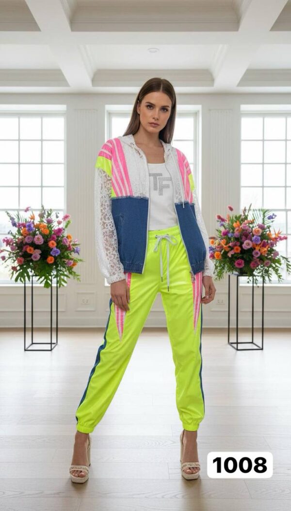 Women's Designer 3-Piece Metallic Jogger and Jacket Set