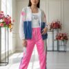 Women's Designer 3-Piece Metallic Jogger and Jacket Set