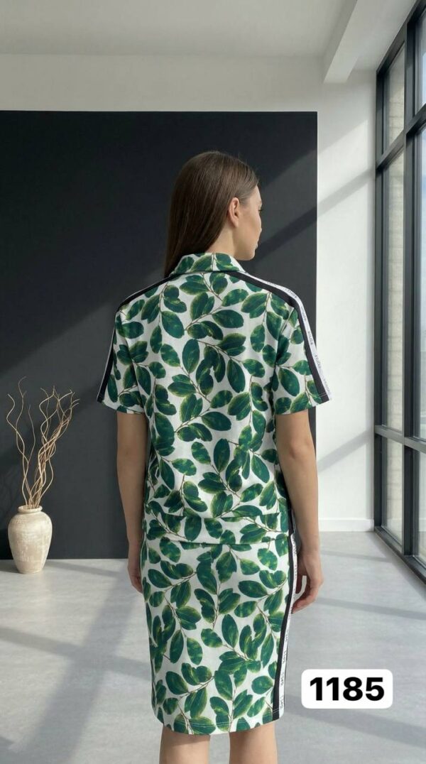 Women's Botanical Print Zip-Up Two-Piece Set