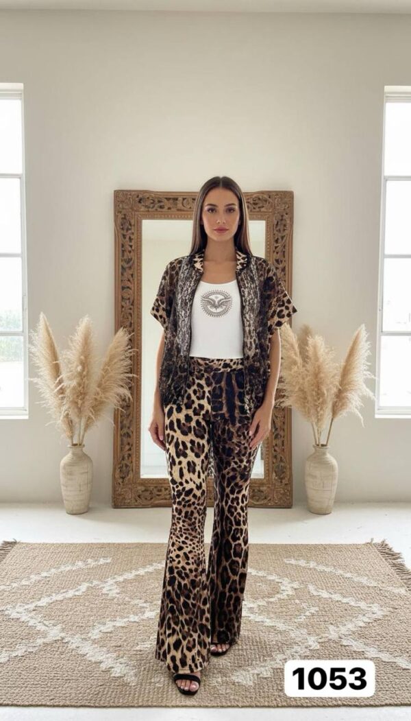 file_1091.jpg Leopard Print Three-Piece Women's T-Shirt and Pants Set