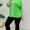 Elegant V-Neck Green Blouse with Sequin Detailing