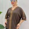 Elegant V-Neck Green Blouse with Sequin Detailing