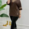 file_1139.jpg Elegant V-Neck Blouse with Metallic Mesh Detail