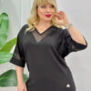 file_1141.jpg Elegant V-Neck Blouse with Metallic Mesh Detail