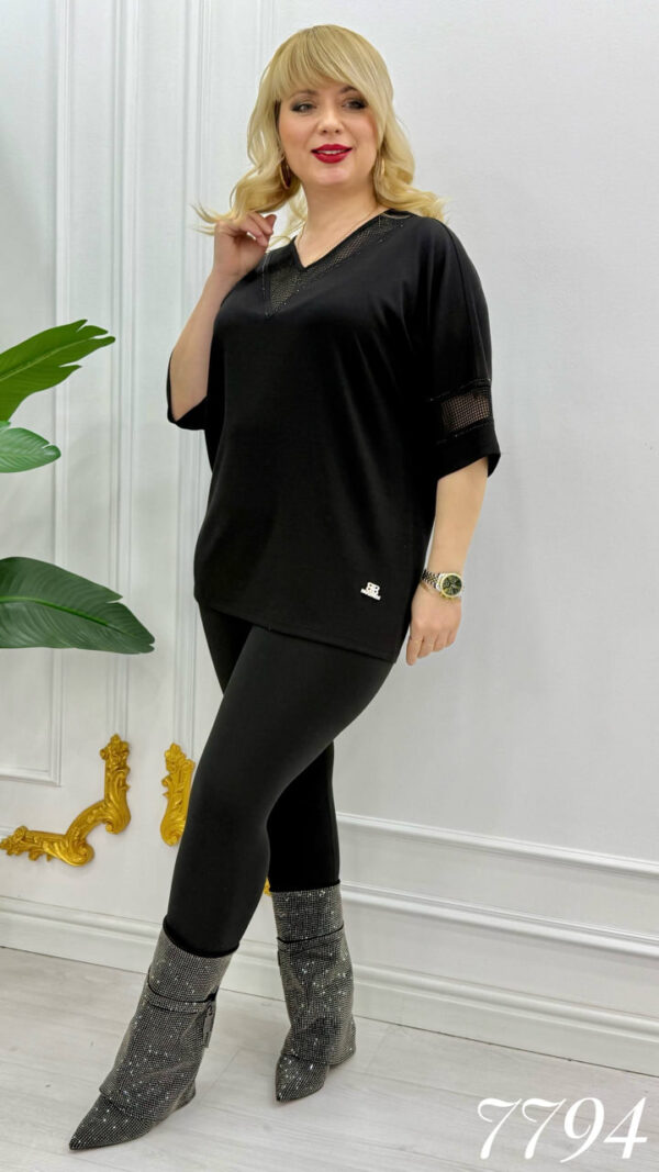 file_1142.jpg Elegant V-Neck Blouse with Metallic Mesh Detail