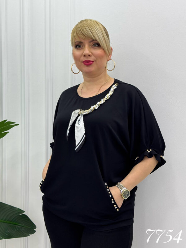 Elegant Red Chain Detail Women's Blouse