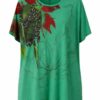 Women's Emerald Green Embellished Floral Graphic Blouse