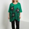 Women's Emerald Green Butterfly Embellished Tunic Blouse