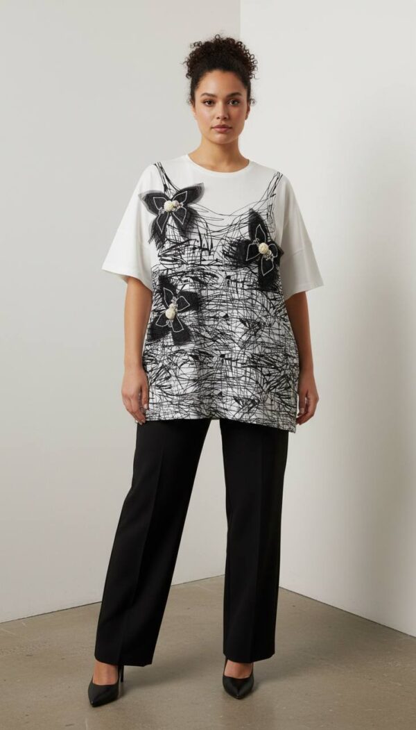 Women's Emerald Green Butterfly Embellished Tunic Blouse