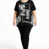 Women's Modern Graphic Print Blouse with Green Trim