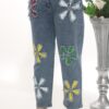 Women's Floral Patchwork Denim Trousers Wholesale