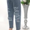 Wholesale Embroidered Graphic Patch Distressed Jeans