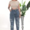 Wholesale Embroidered Graphic Patch Distressed Jeans