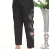 Women's Black Heart Detail Cut-Out Fashion Trousers