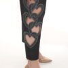 Women's Black Heart Detail Cut-Out Fashion Trousers