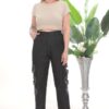 Women's Black Heart Detail Cut-Out Fashion Trousers