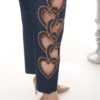 Women's Black Heart Detail Cut-Out Fashion Trousers