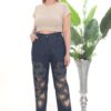 Women's Heart Cut-Out Embellished Denim Trousers