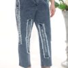 Women's Graphic Patch Distressed Denim Trousers