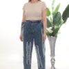 Women's Graphic Patch Distressed Denim Trousers